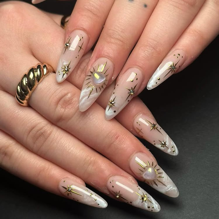 Playful Nude Pink Nails: Sparkle & Shine