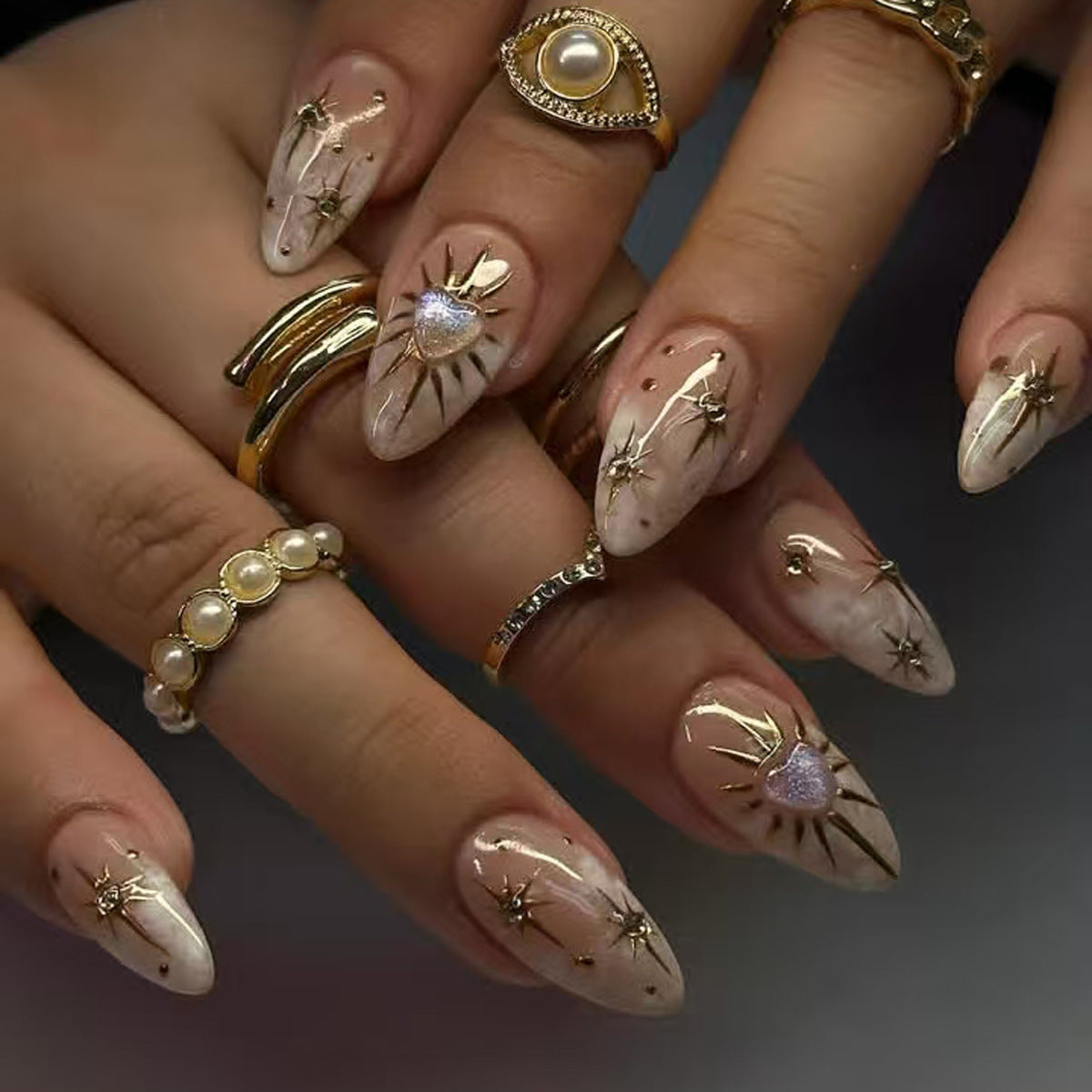 Playful Nude Pink Nails: Sparkle & Shine