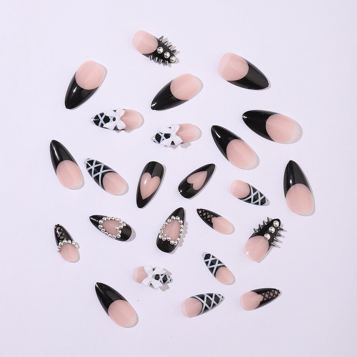 Punk Edge 24-Piece Black & White Press-On Nails Set