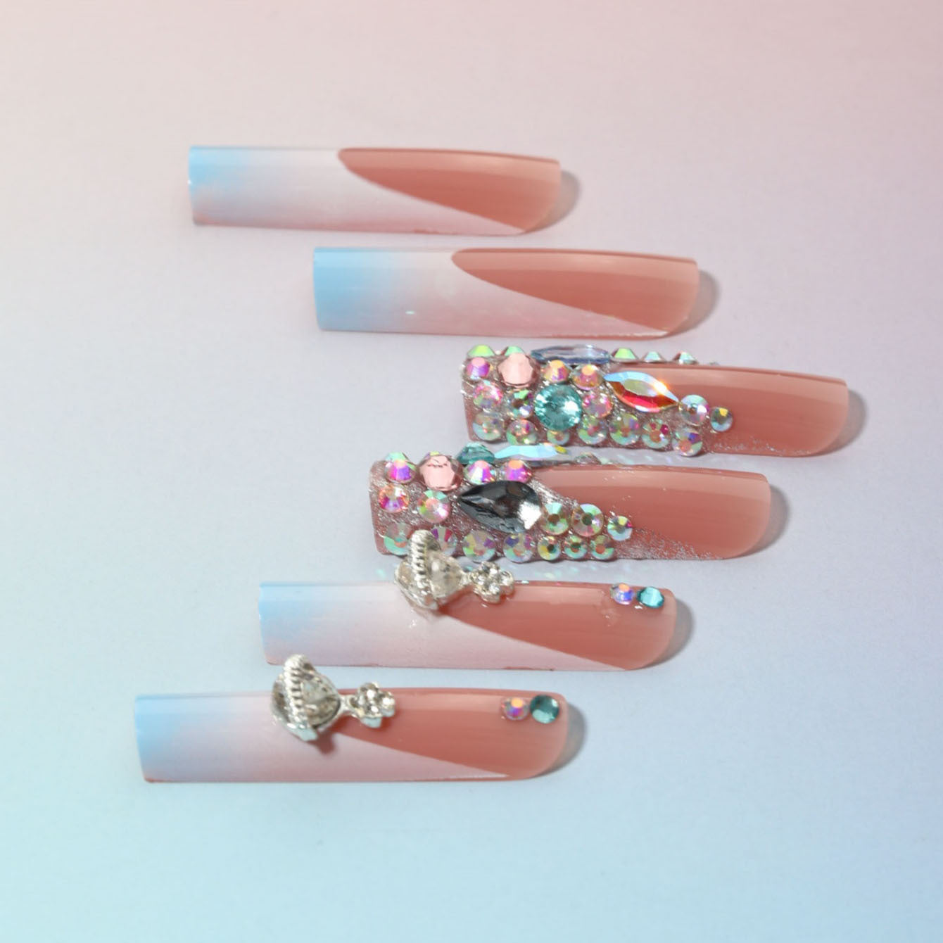 Glamorous Pink & Turquoise Nail Art: A Butterfly - Kissed Fantasy