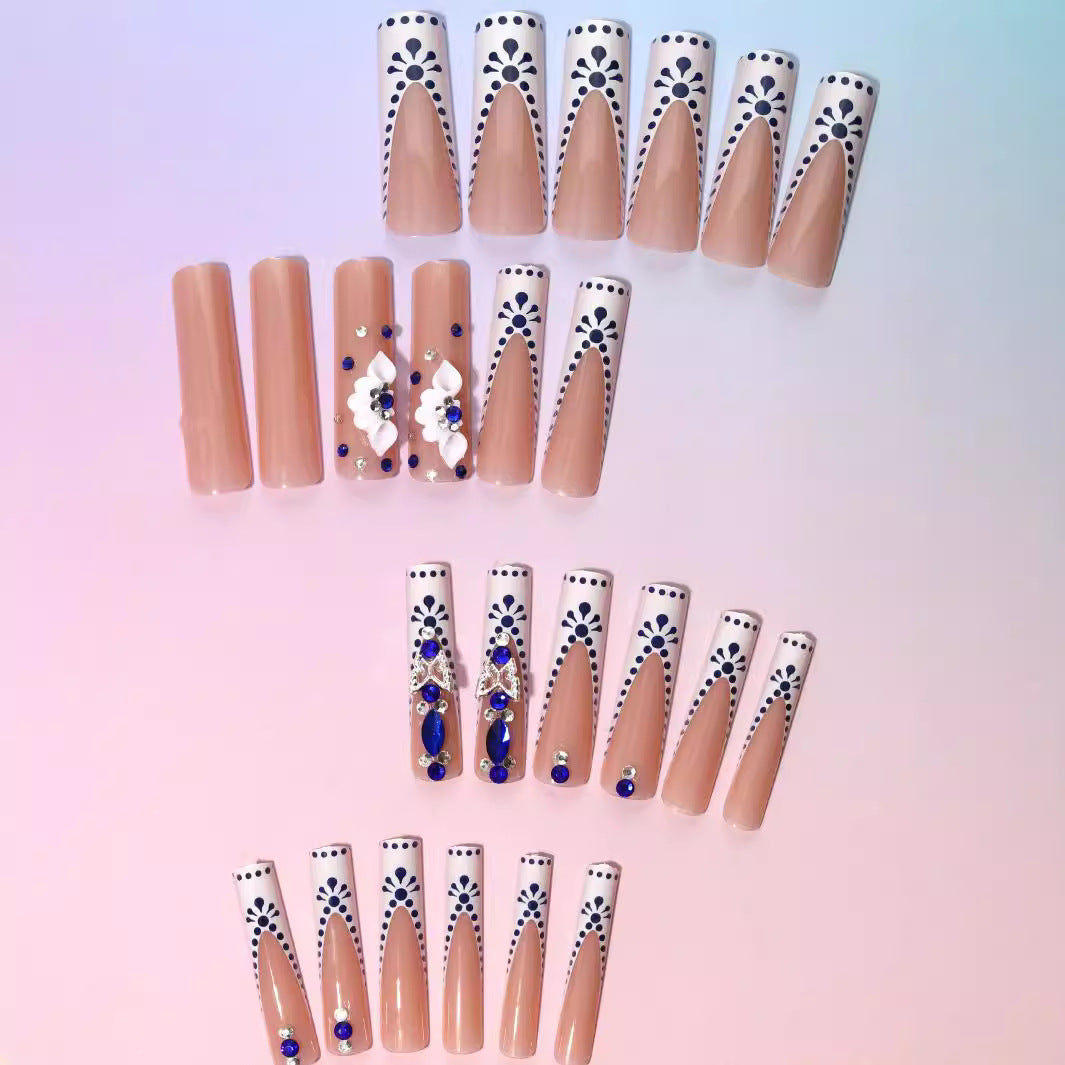 Elegant Blue & White Luxury Nail Art: A Symphony of Sophistication