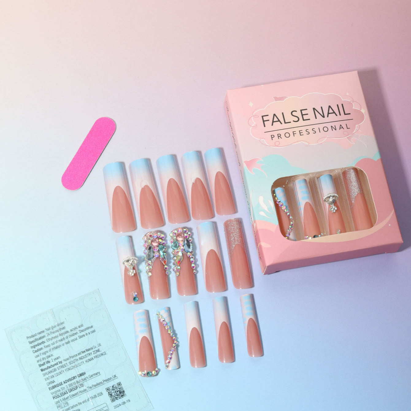 Glamorous Pink & Turquoise Nail Art: A Butterfly - Kissed Fantasy