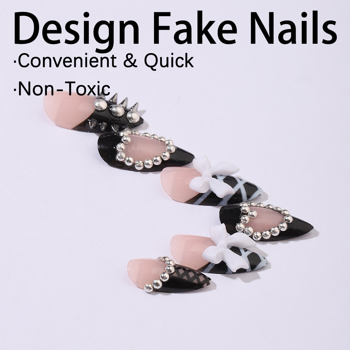 Punk Edge 24-Piece Black & White Press-On Nails Set