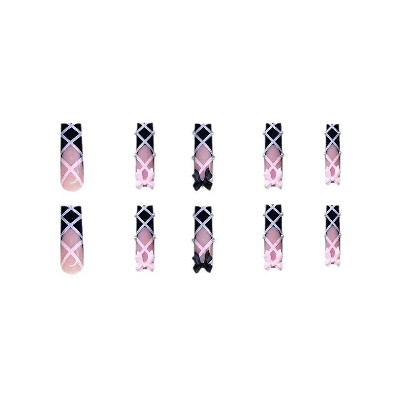 Gothic - Chic Pink & Black Nail Art: Unleash Your Edgy Elegance