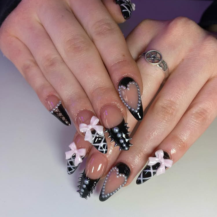 Punk Edge 24-Piece Black & White Press-On Nails Set